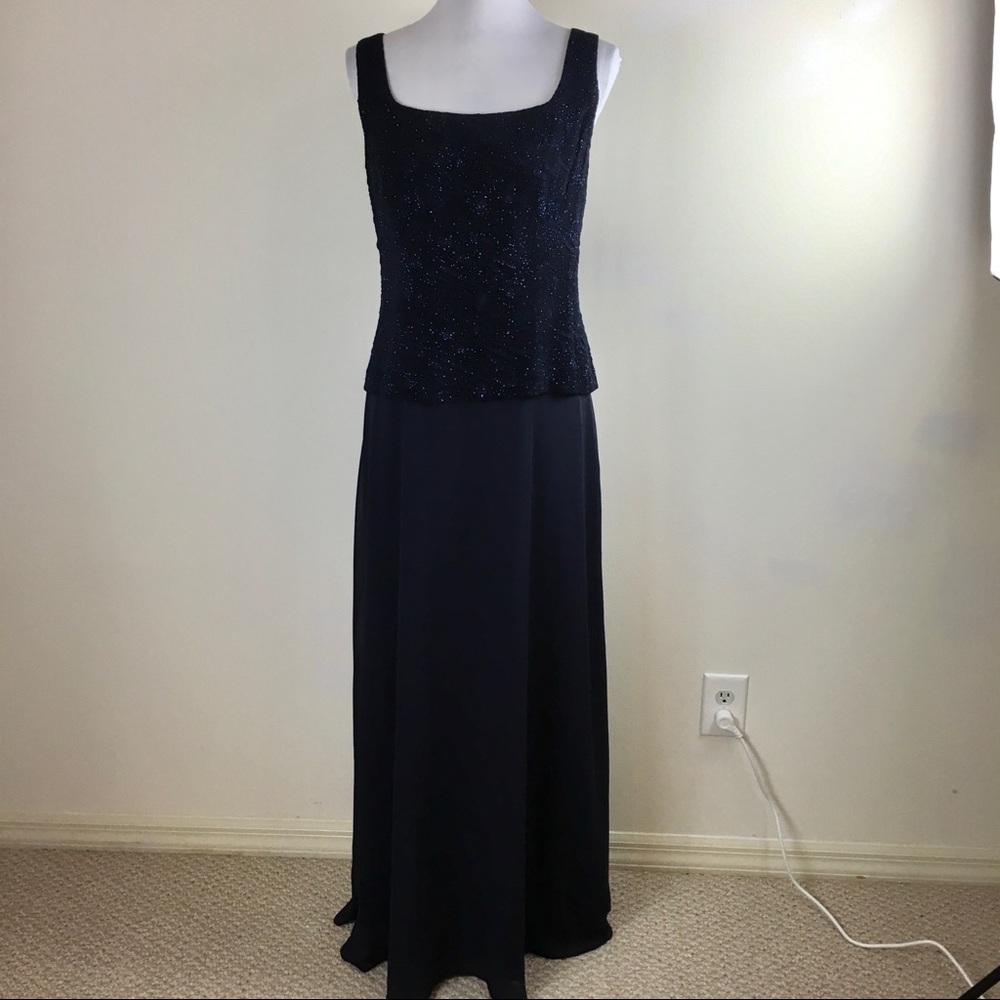 Alex Evenings/Mother-of-Bride/Groom Navy Beaded Dress w/Jacket Sz 16